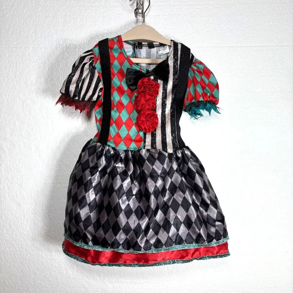 Spirit Halloween Carnival Cuties Clown Toddler Costume Dress 3T-4T Black Red